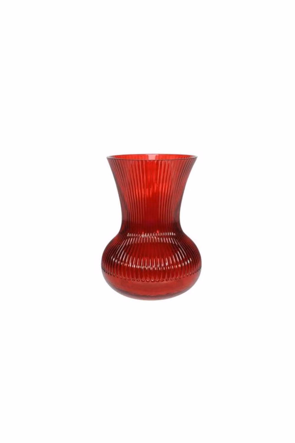 KDMD Red Ribbed Glass Hand Tied Vase, 2 Pack, Height: 19.5 cm – 2