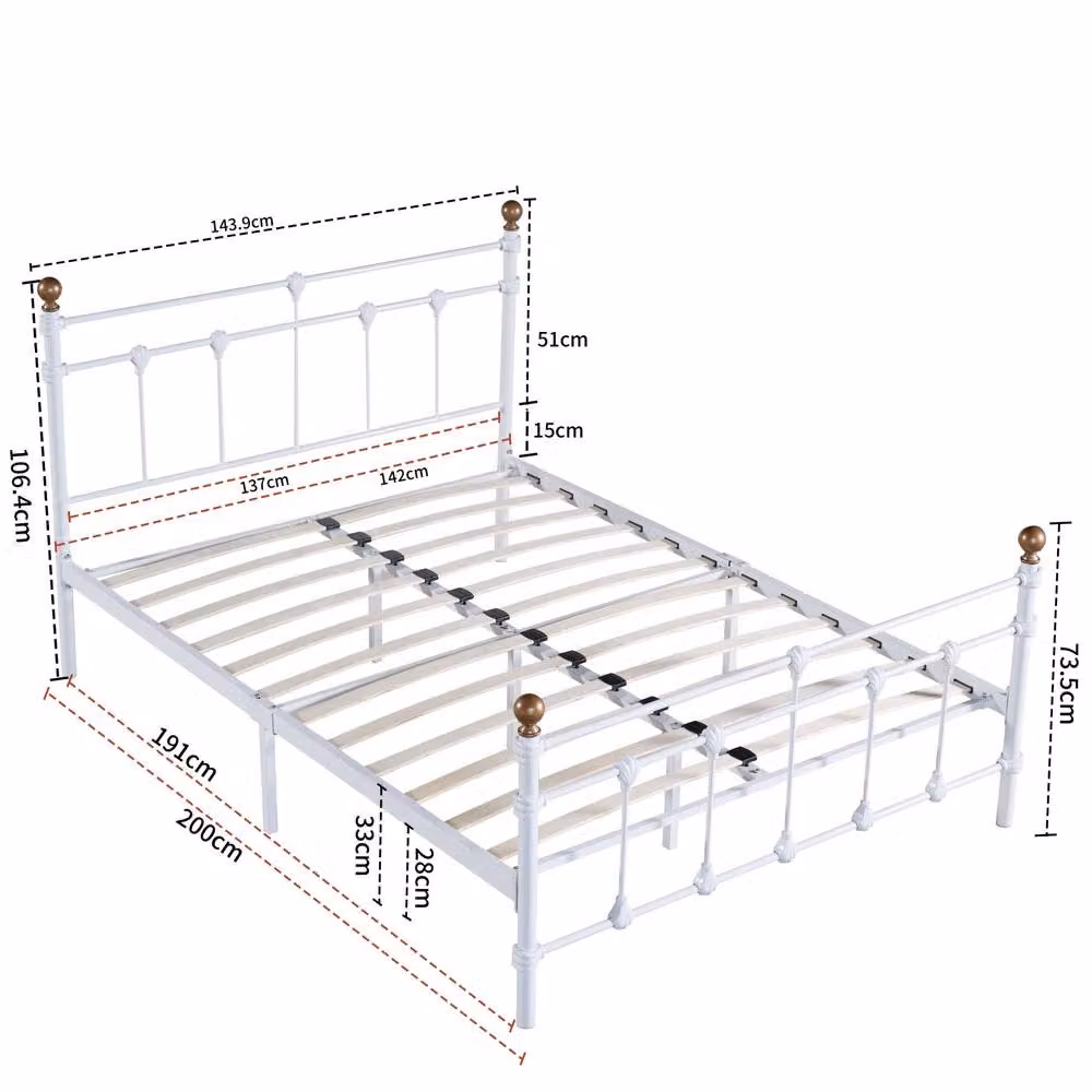 SquareBoxx Isabella Double Metal Bed Frame in White with Classic Victorian Style – 2