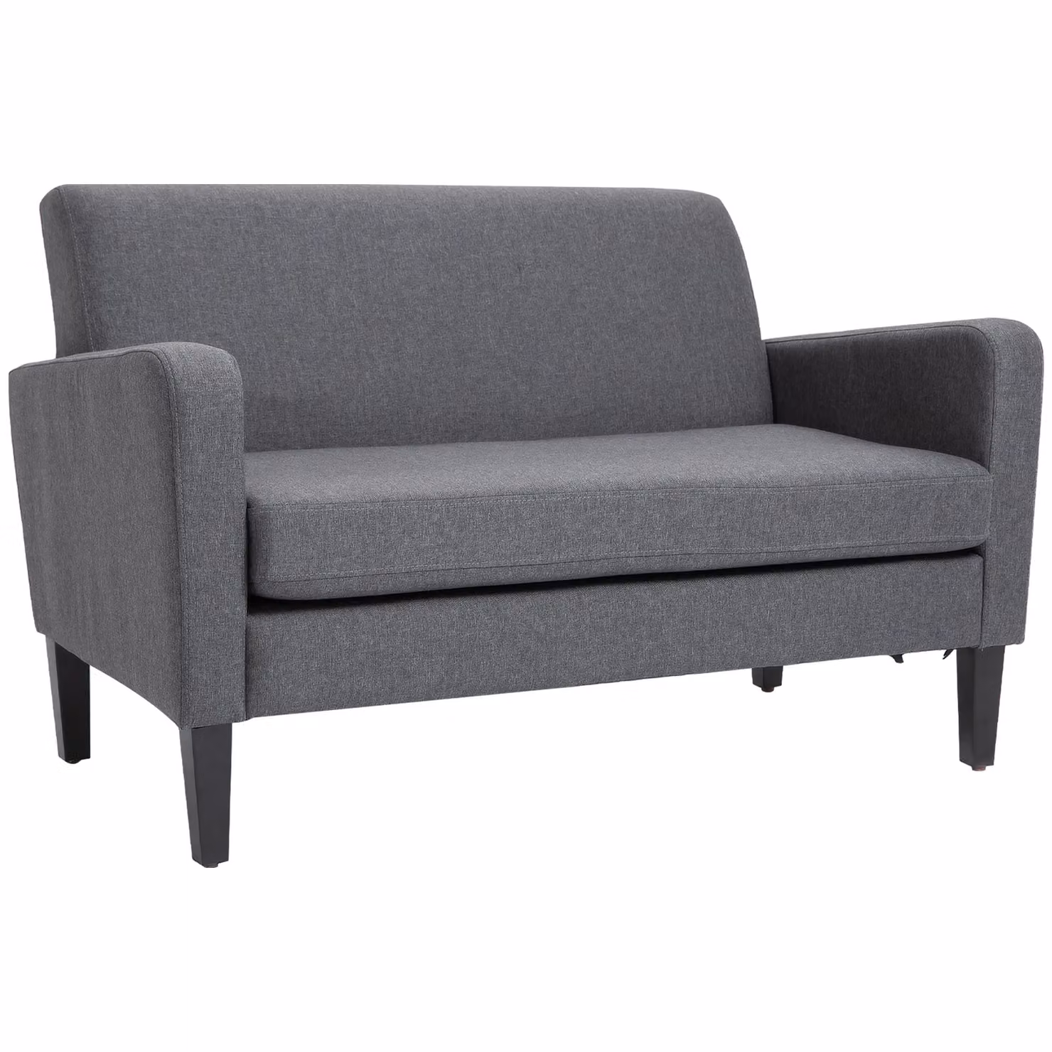 HOMCOM Modern Curved 2-Seat Fabric Loveseat with Thick Cushions and Scatter Cushions in Grey – 2