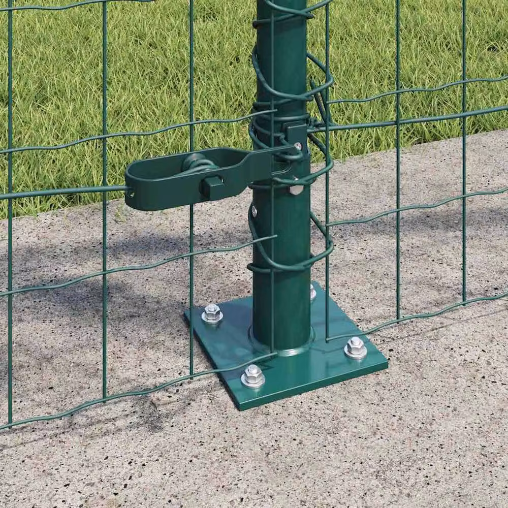 Berkfield Home Euro Fence with 7 Flanged Posts, Galvanised Steel, Green, 0.8 x 10 m – 3
