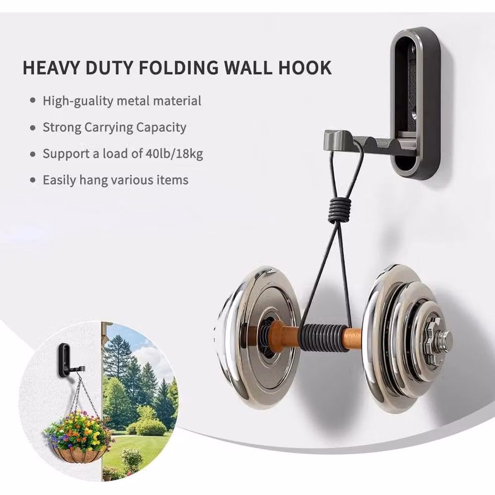 Pawnora Black Wall Mounted Metal Door Coat and Hat Hooks, 2 Pack – 3