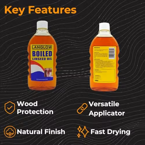 Langlow Boiled Linseed Oil, Transparent Gloss Wood Treatment, 500ml – 3