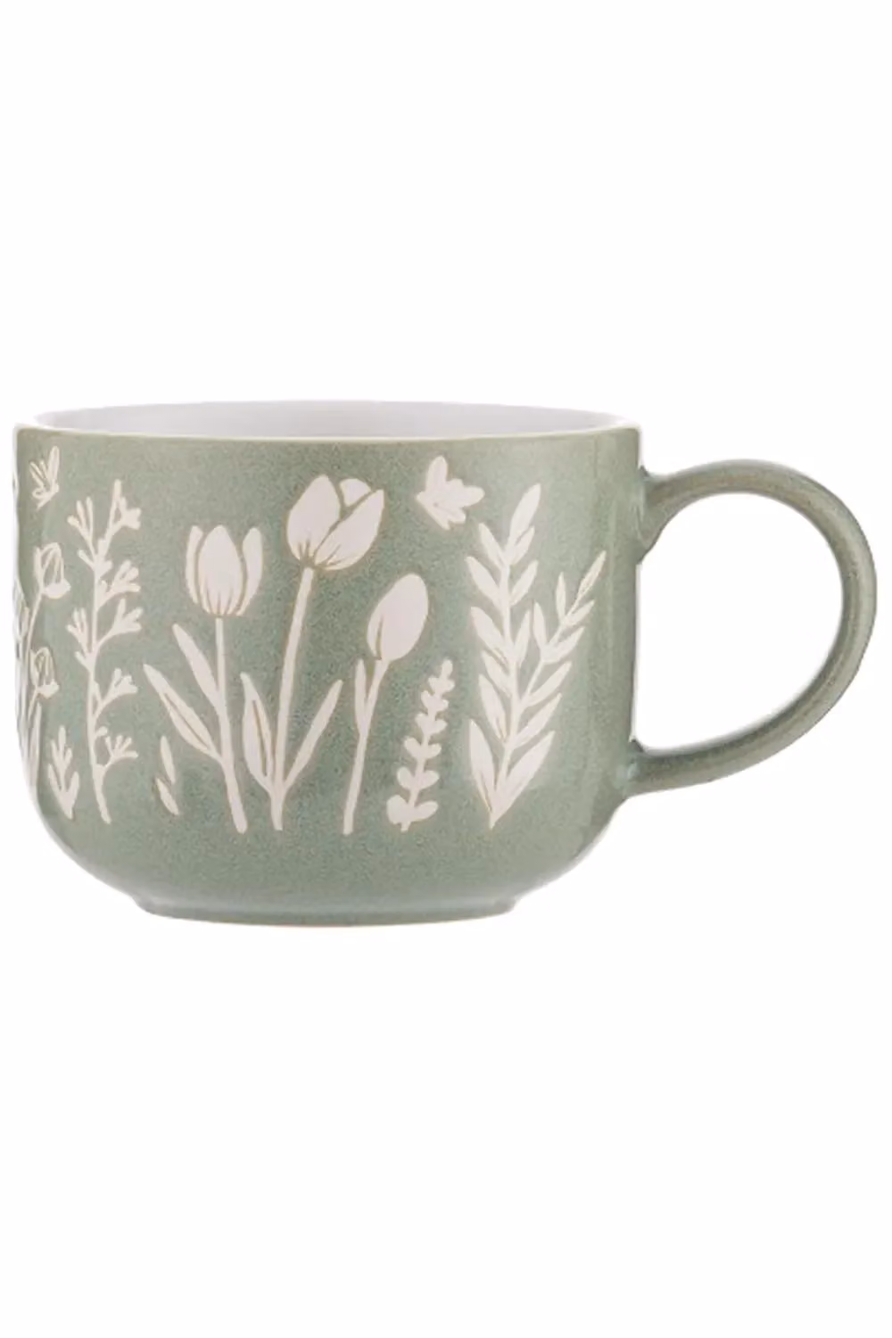 Mason Cash Stoneware Floral Mug Set: 2 x The Meadow Tulip Mugs and 2 x Blue Daisy Mugs, 400ml each, Blue and White – 2