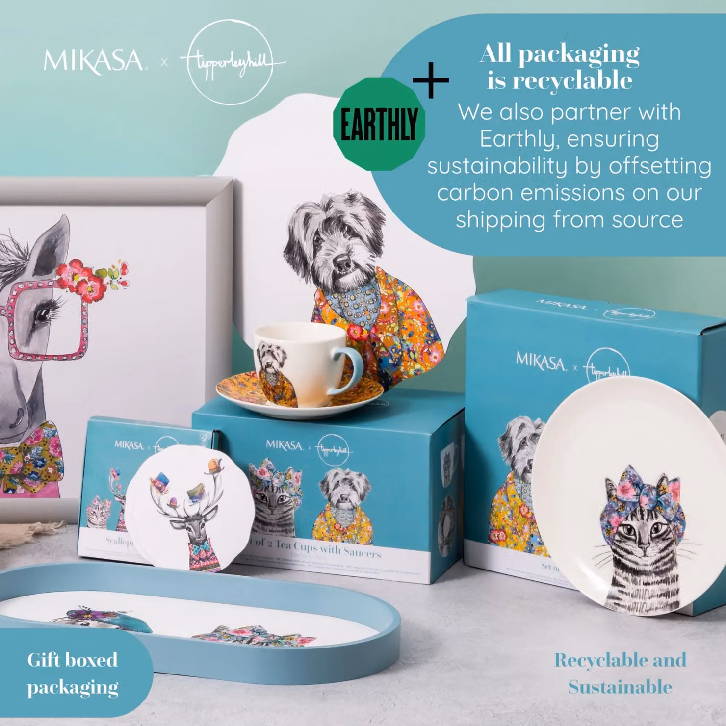 Mikasa Bone China Side Plates, Set of 2, Multicolour and White, Diameter: 21 cm – 6