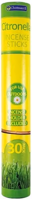 Chatsworth Citronella Incense Sticks, 30 Pack, Yellow