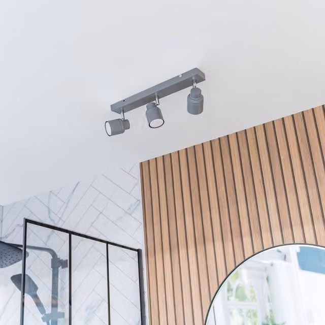 Benton Grey 3 Way Adjustable Bathroom Ceiling Bar Spotlight, Grey