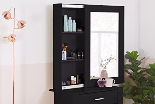 Birlea Evelyn 1 Drawer Sliding Mirror Dressing Table in Black and White – 2