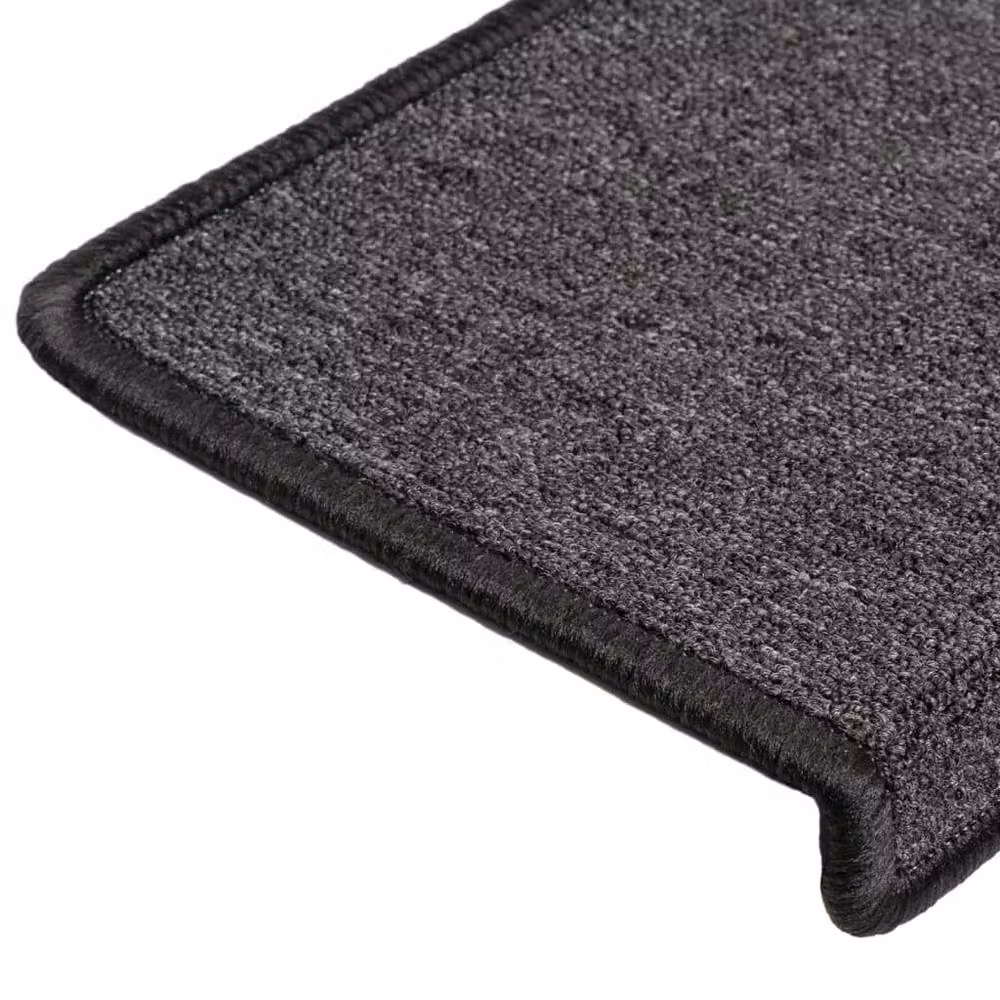Berkfield Home Self-Adhesive Carpet Stair Treads, 15 Pieces, Anthracite Black, W/D/H: 65 x 21 x 4 cm – 5