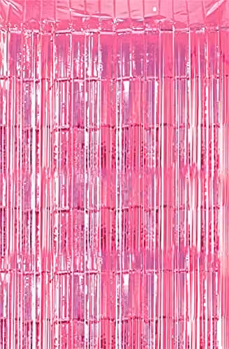 Netagon Metallic Tinsel Hanging Curtain, Pink, W: 100 cm, H: 200 cm