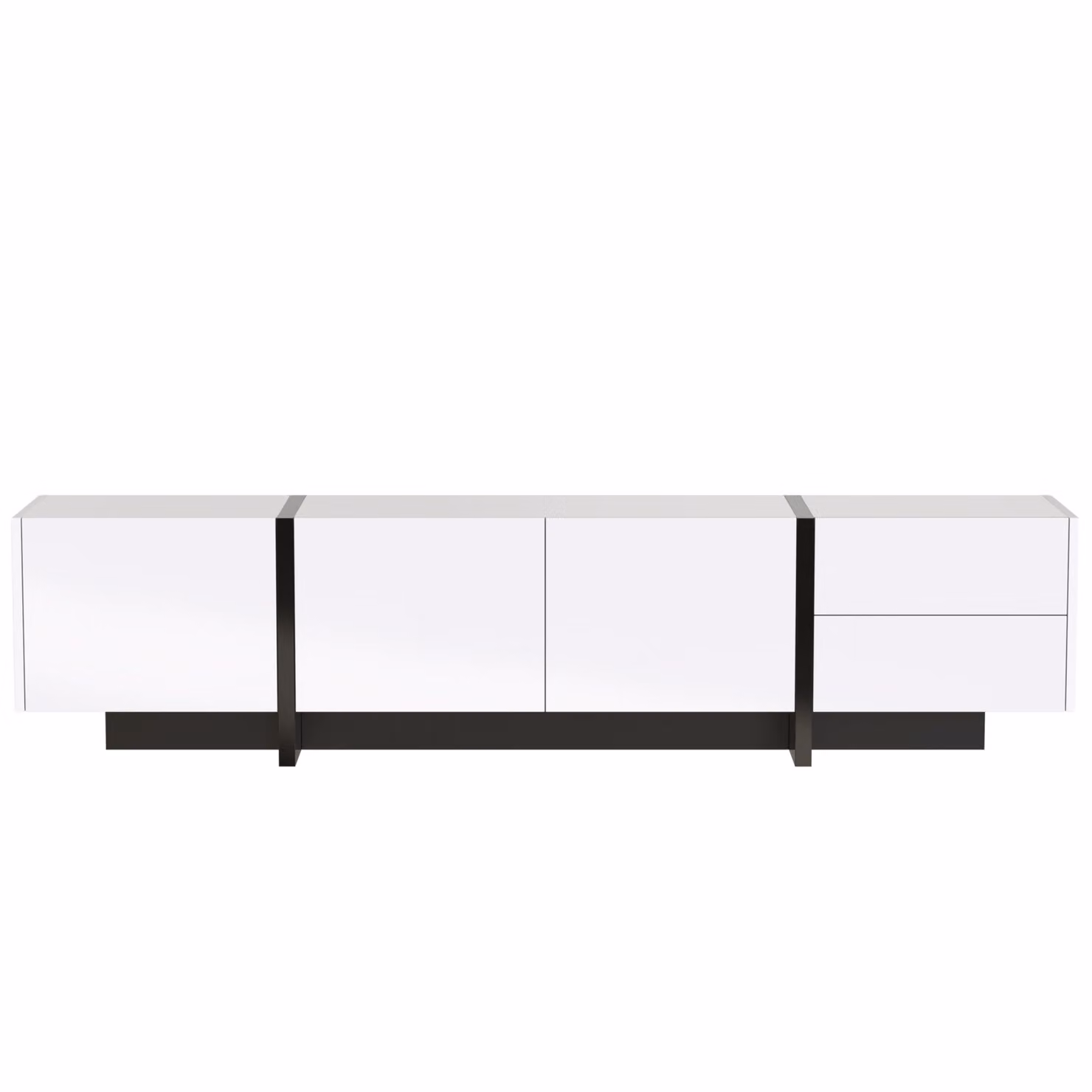 Aosom.UK High-Gloss Modern TV Cabinet with Doors and Drawers in Black and White, W/D/H: 190 x 35 x 45 cm – 2