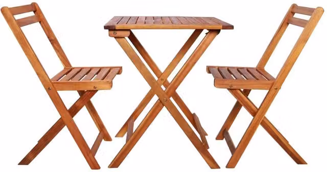 Berkfield Home 3 Piece Folding Bistro Set in Brown Solid Acacia Wood