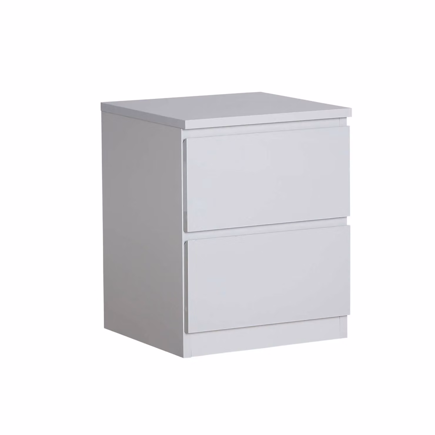 Home Source Modern 2 Drawer Bedside Cabinet Nightstand in Grey Glossy Finish – 4