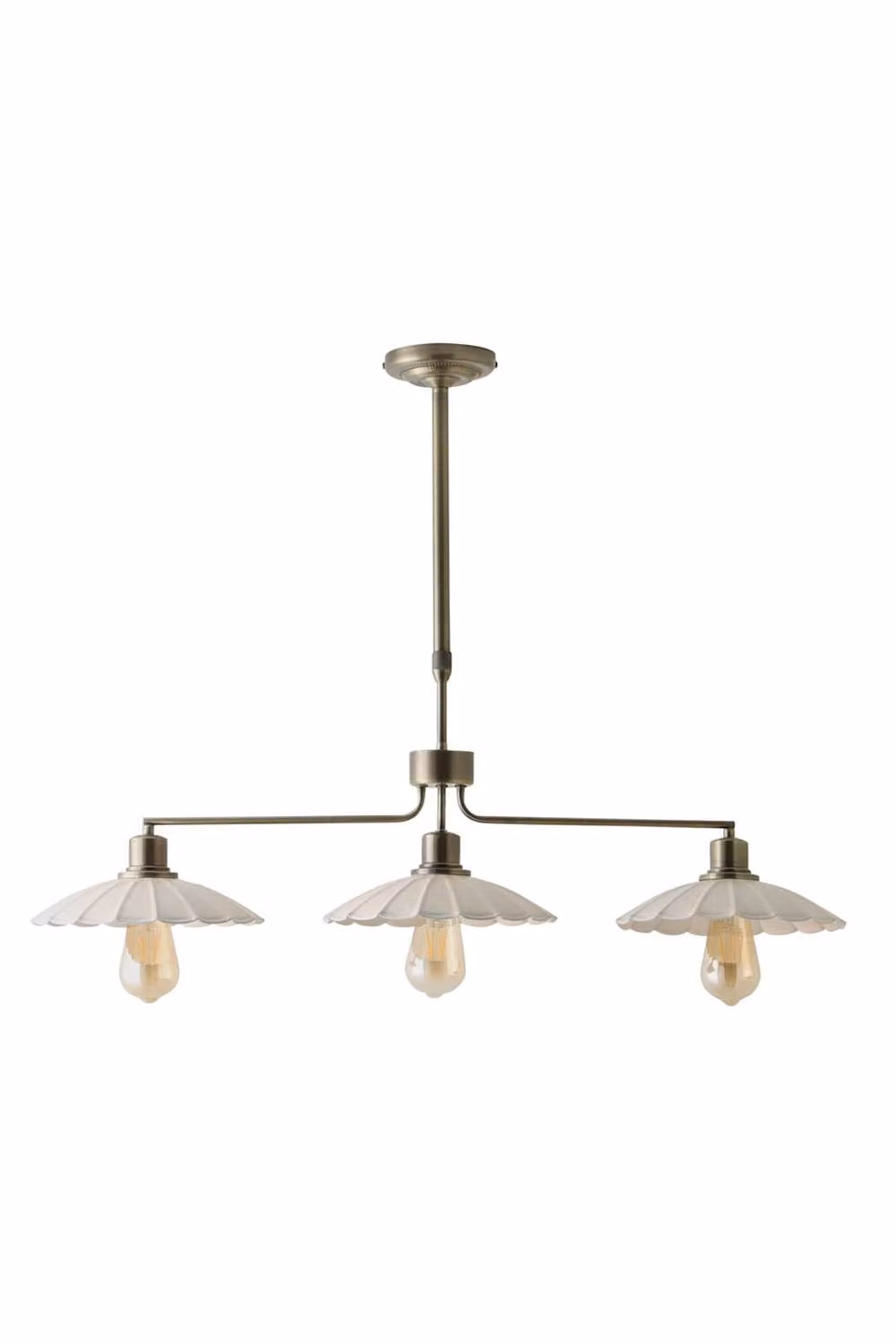 ValueLights Holborn 3-Drop Diner Bar Ceiling Light in Brushed Gold and Cream – 2