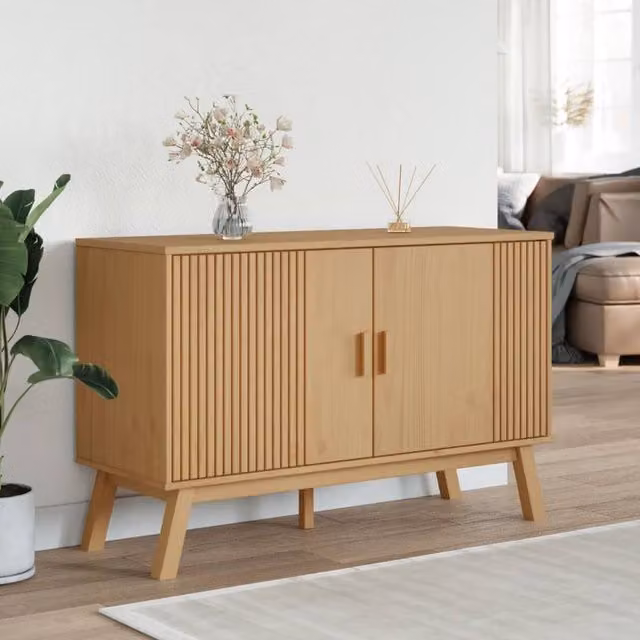 Berkfield Home Olden Sideboard in Brown Solid Pine Wood, W/D/H: 114 x 43 x 73.5 cm – 1