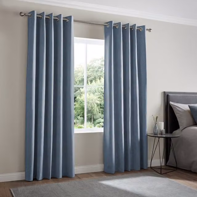 Simply Collection Mika Made to Measure Blue Blackout Eyelet Curtain Panel