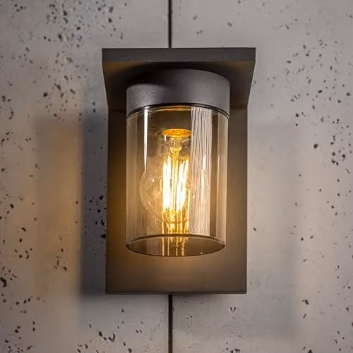 CGC Lighting Avery Anthracite Grey Outdoor Wall Lantern with Smoked Diffuser, IP54 Weatherproof, E27, W/D/H: 13.0 x 16.5 x 20.0 cm – 3