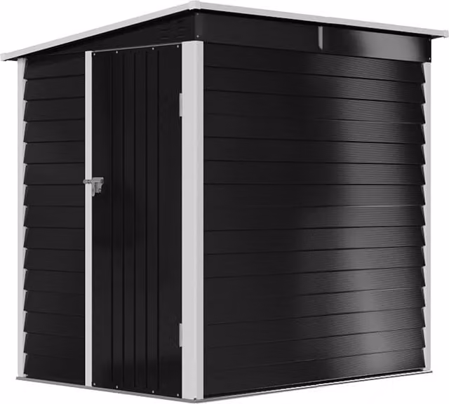 Livingandhome Pent Roof Metal Garden Shed in Anthracite with Single Door and Lock
