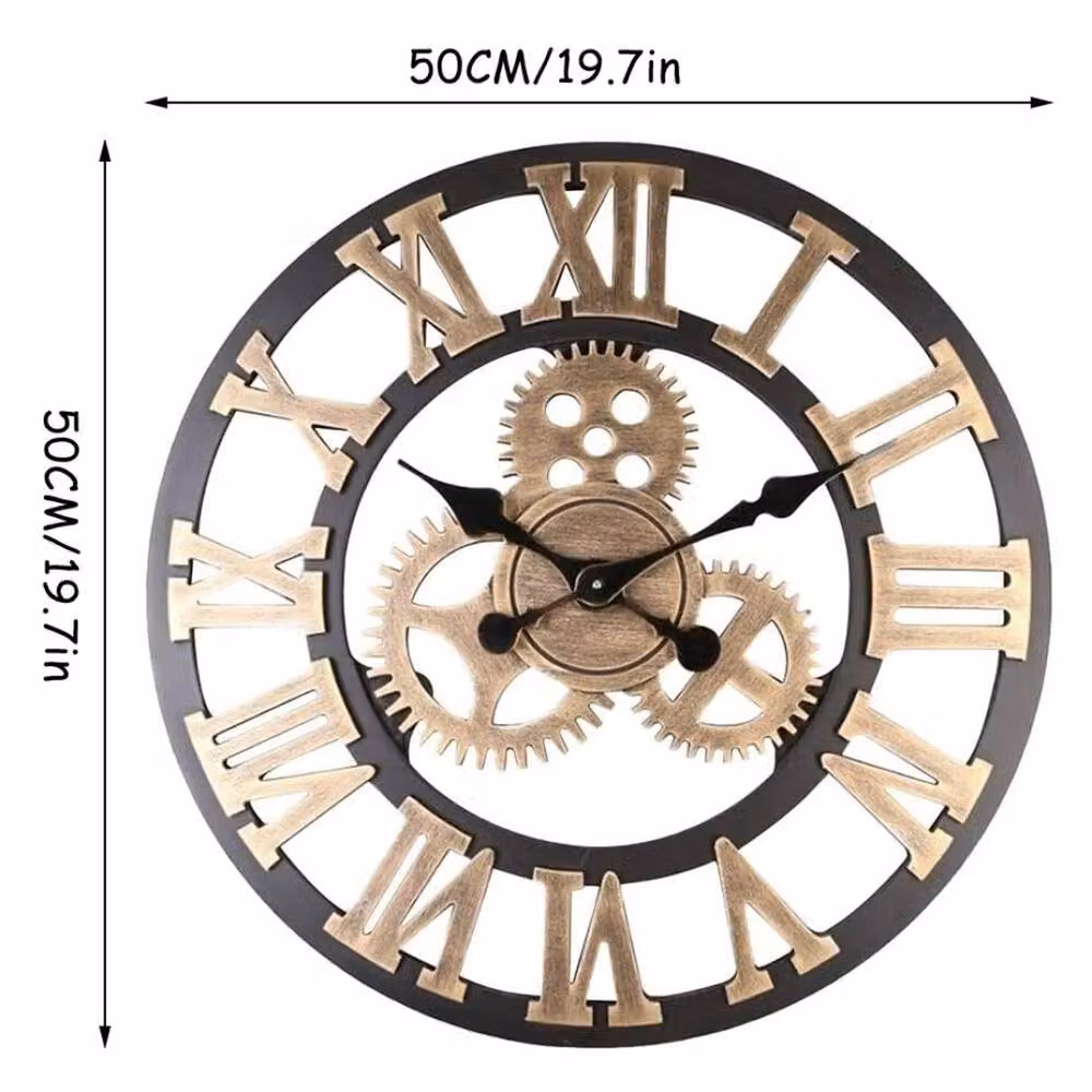 NESTLUNE Large Industrial Black Metal and Glass Analog Wall Clock, W/H: 100 x 15 cm – 2