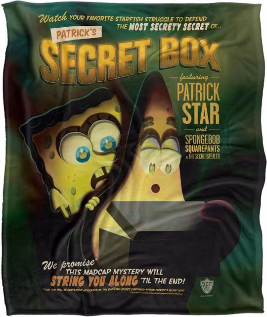 LOGOVISION Spongebob Secret Box Silky Touch Super Soft Fleece Throw Blanket, White, W: 152 cm, D: 127 cm – 6