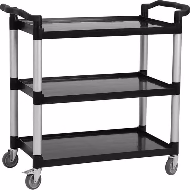 VOGREX Heavy Duty 3-Tier Utility Trolley Service Cart, Black – 1