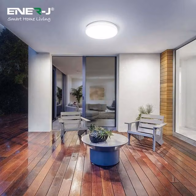Ener-J 12W LED Ceiling Light with Microwave Motion Sensor, 960 Lumens, CCT Changeable, White, Diameter: 250 mm, Height: 55 mm