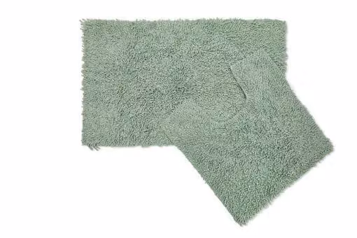 New Edge Blinds Tumble Twist Collection 2-Piece Pure Cotton Bath Mat and WC Pedestal Mat Set in Green, W: 50 cm, L: 80 cm – 2