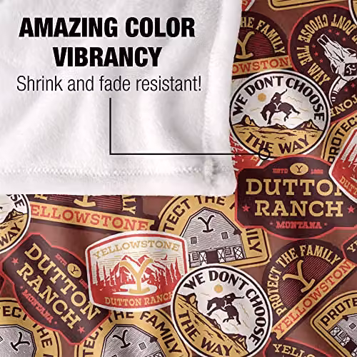 Yellowstone Badges Silky Touch Super Soft Fleece Throw Blanket in White, W/D/H: 152 x 127 cm – 3