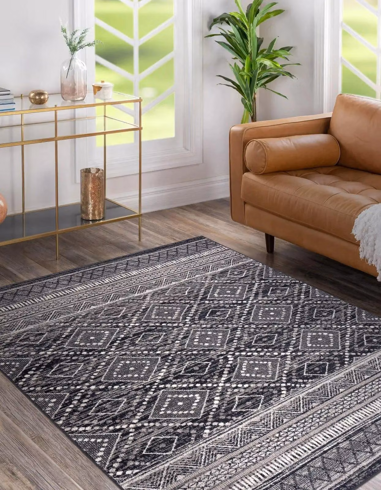 RugsX Grey Geometric Wool Rug, W: 80 cm, L: 150 cm – 3