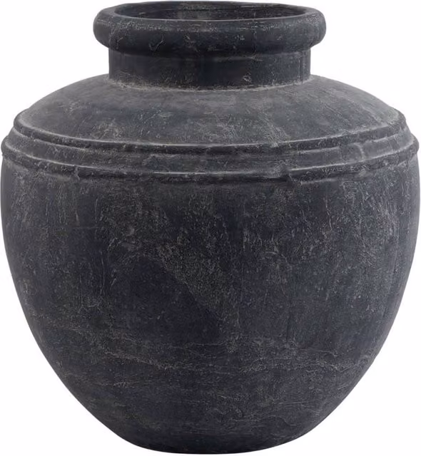 KDMD Amalfi Large Grey Ceramic Water Pot for Rustic and Modern Tabletop Decor