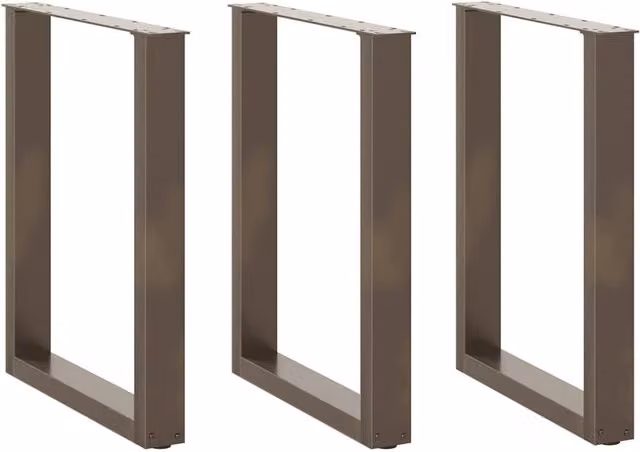 Berkfield Home U-Shaped Coffee Table Legs, 3 Piece Set, Brown Steel, H: 70 x 72.5 cm