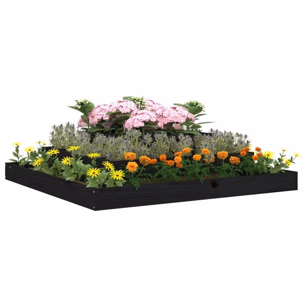 Berkfield Home Black Wooden Raised Bed Planter W/D/H: 110 x 110 x 27 cm – 3