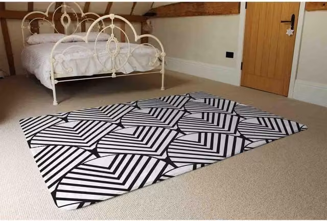 Benjamin Tate Design LTD Black Geometric Wool Designer Rug, Rectangular, Non-Slip, Width: 230 cm
