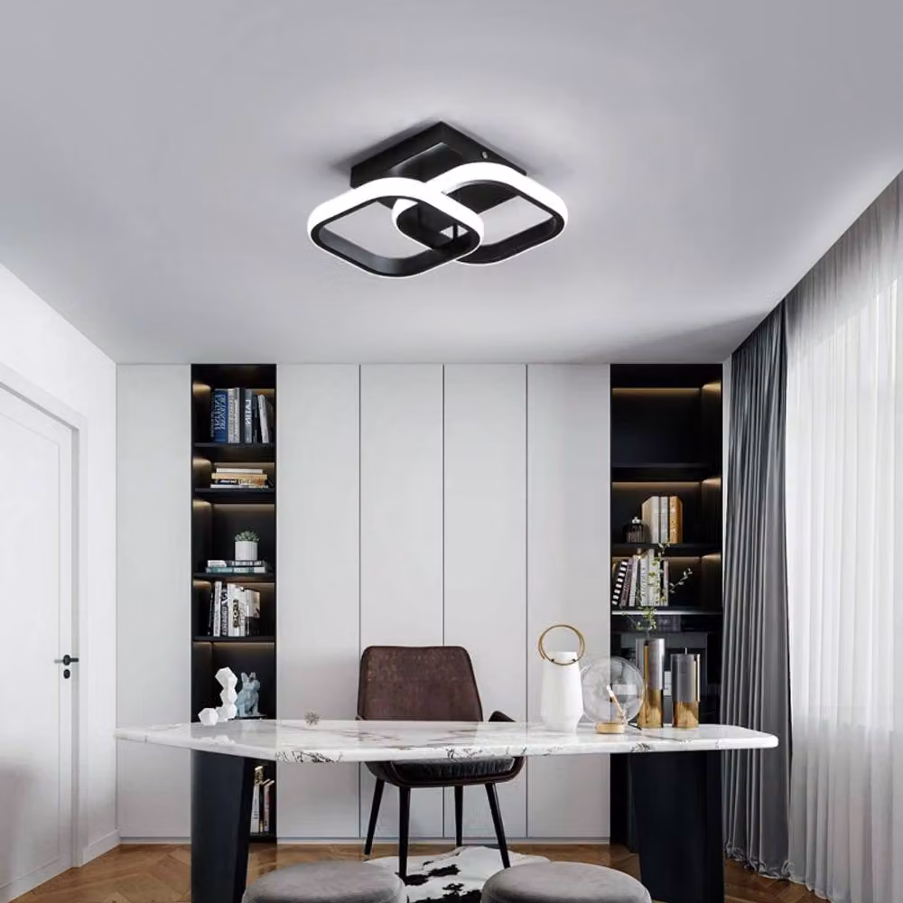Goeco Modern Square LED Ceiling Light, 22 W, Black – 7