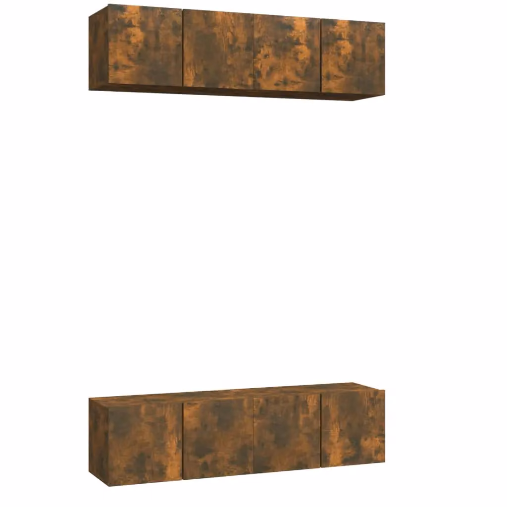 Berkfield Home Set of 4 Smoked Oak Wall TV Cabinets in Brown, W/D/H: 60 x 30 x 30 cm – 2