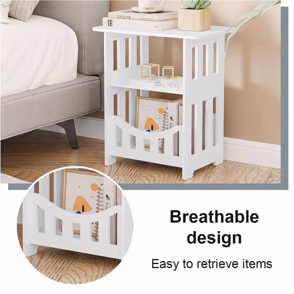 NESTLUNE White Small Bedside Table with Drawer, W/D/H: 100 x 15 cm – 3
