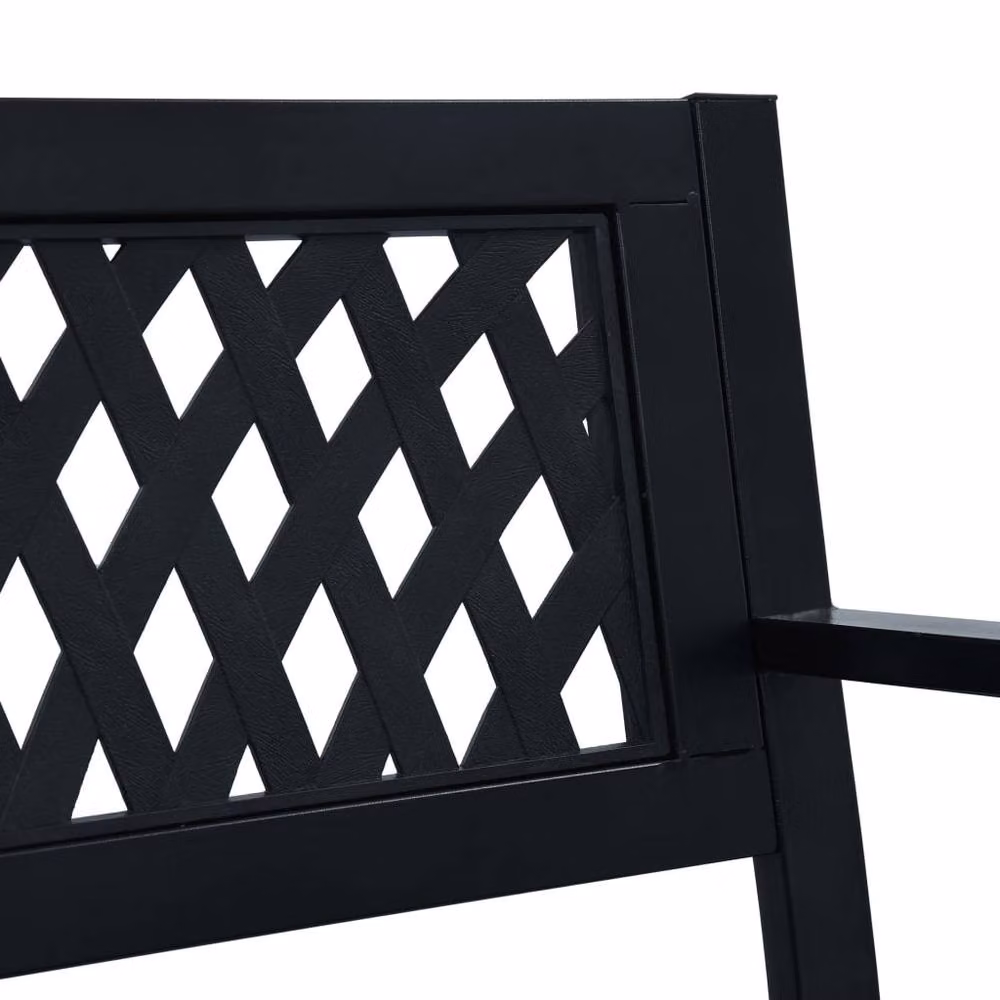 Berkfield Home Geometric Garden Bench in Matt Black Metal and Plastic, Width: 125 cm – 4