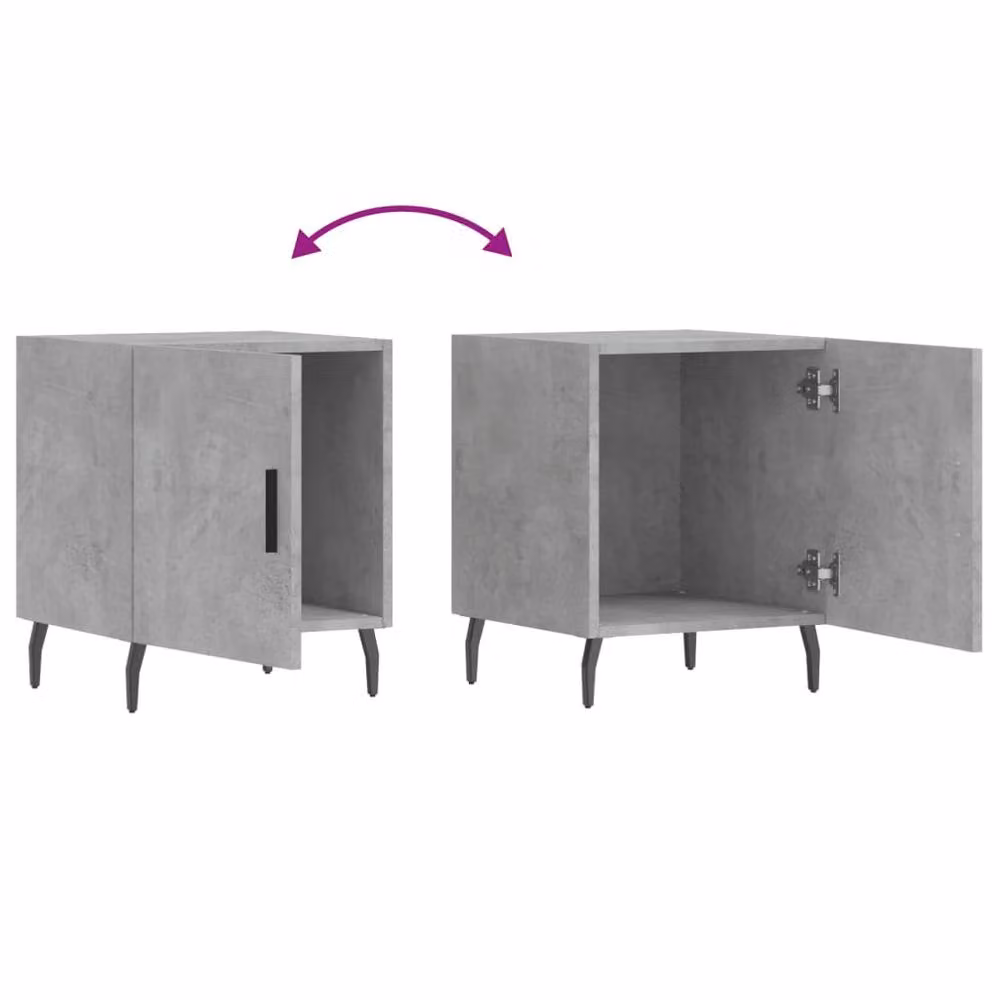 Berkfield Home Set of 2 Modern Bedside Cabinets in Concrete Grey, W/D/H: 40 x 40 x 50 cm – 3
