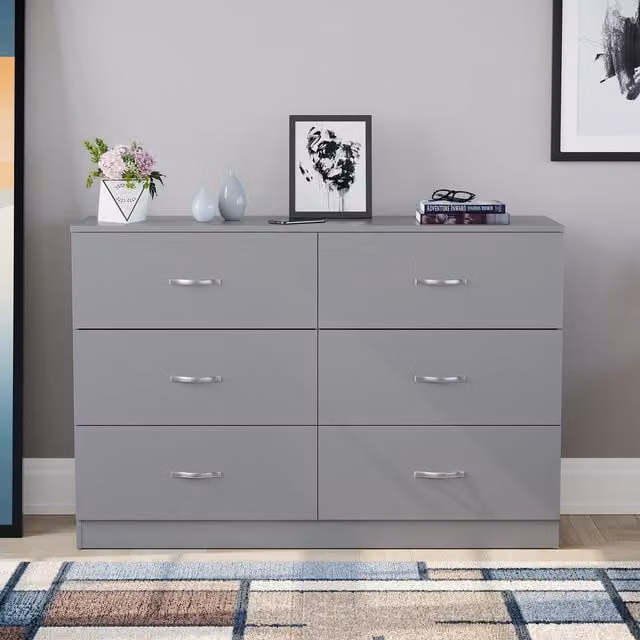 Vida Designs Riano 6 Drawer Chest of Drawers in Grey