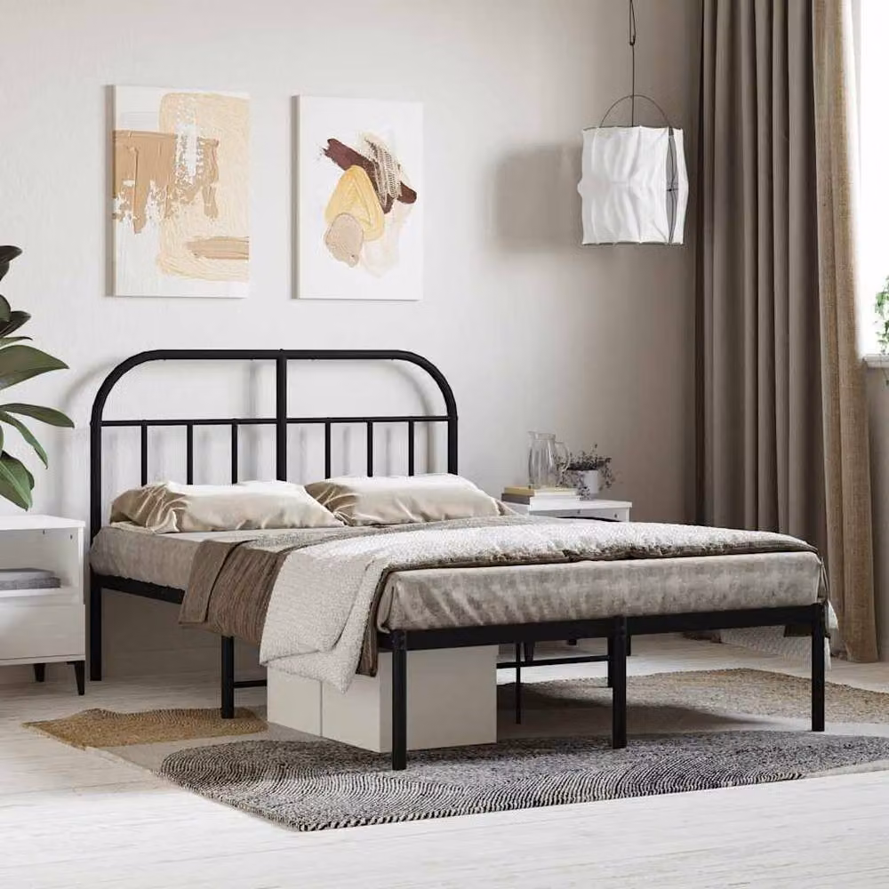 Berkfield Home Metal Bed Frame with Headboard in Black, W/D/H: 120 x 200 cm – 2