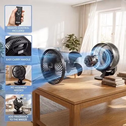 Air Pro 10 inch SmartVoice Desk Fan with Remote Control and 3D Oscillation in Black – 9
