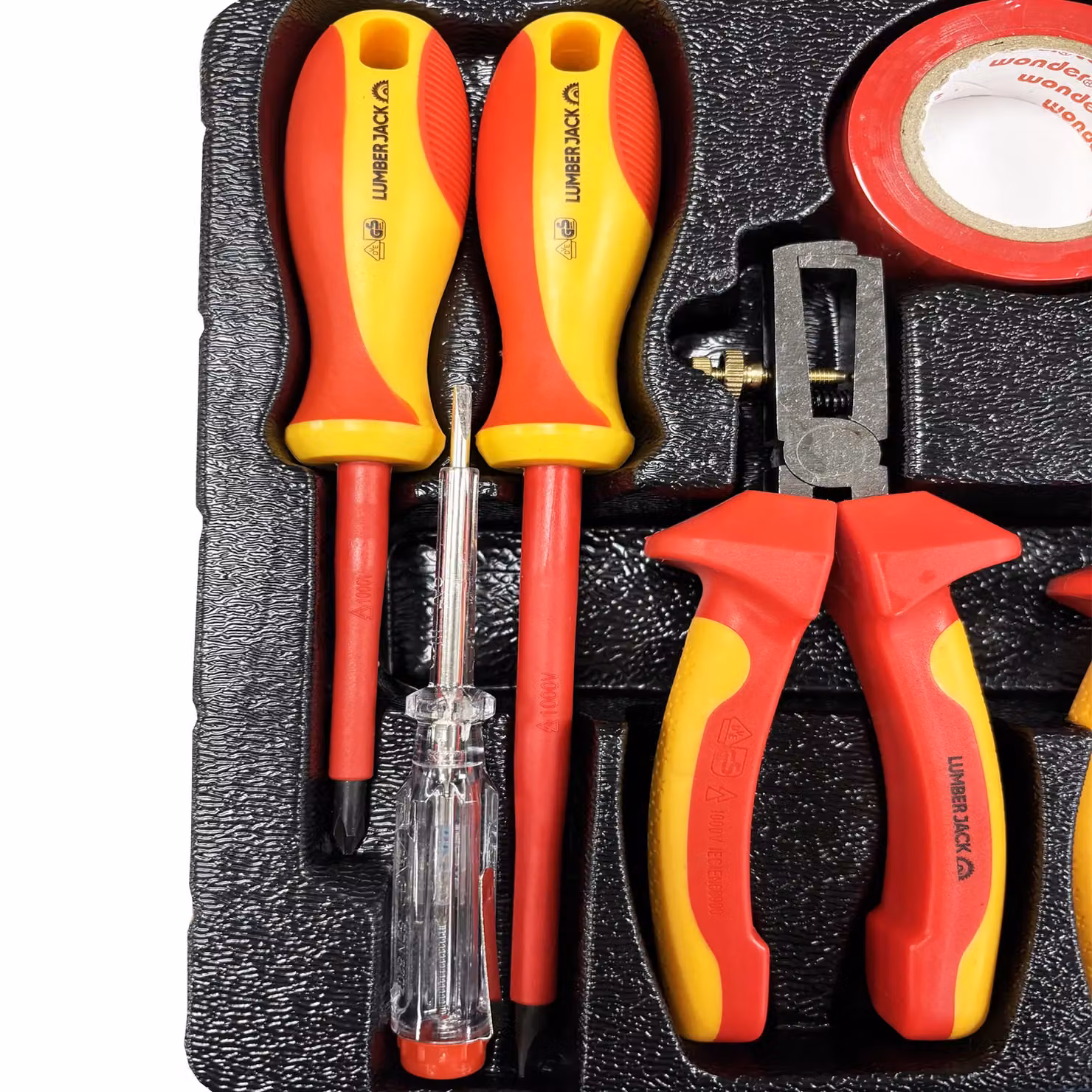 Lumberjack 11-Piece VDE Insulated Electricians Tool Set with Pliers and Screwdrivers in Red – 7