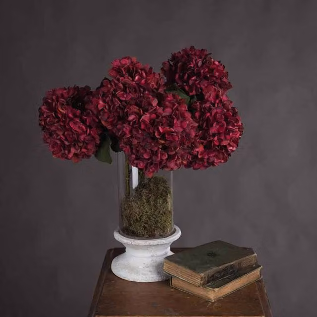 Lemon Pavilion Furniture and Decor Ruby Hydrangea Artificial Flower, Red, W: 18 cm, D: 18 cm, H: 42 cm