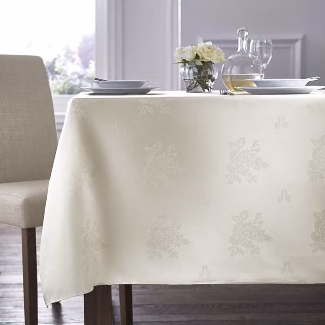 Terrys Cezanne Floral Damask Tablecloth in Beige