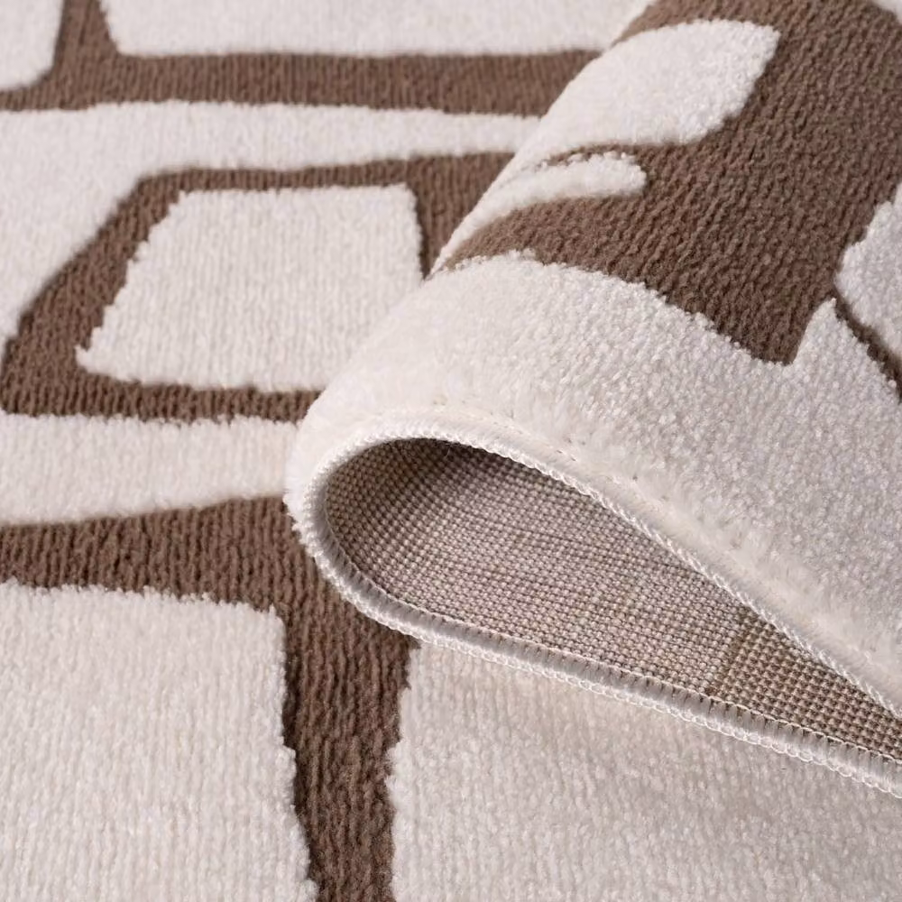 THE RUGS Loft Abstract Soft Pile Area Rug in Taupe, W: 200 cm, D: 290 cm – 5