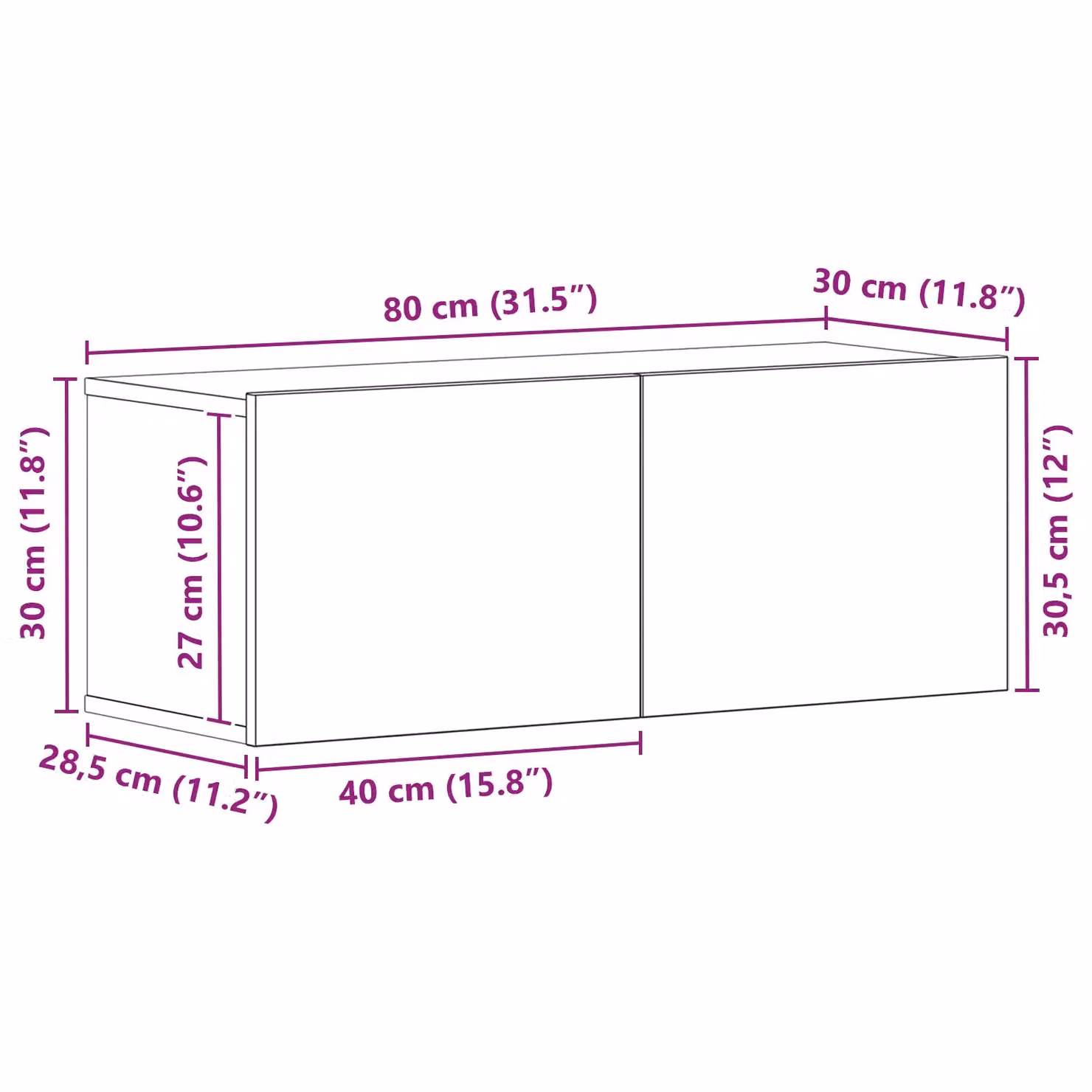 Berkfield Home Black Oak TV Stand, Modern Engineered Wood Media Unit, W/D/H: 80 x 30 x 30 cm – 6