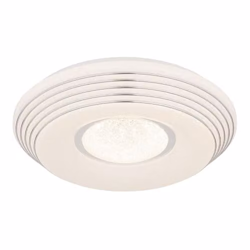 Globo Lighting Modern LED Ceiling Light with Remote Control and Dimming, White and Chrome, W/D/H: 39 x 39 x 7 cm – 1