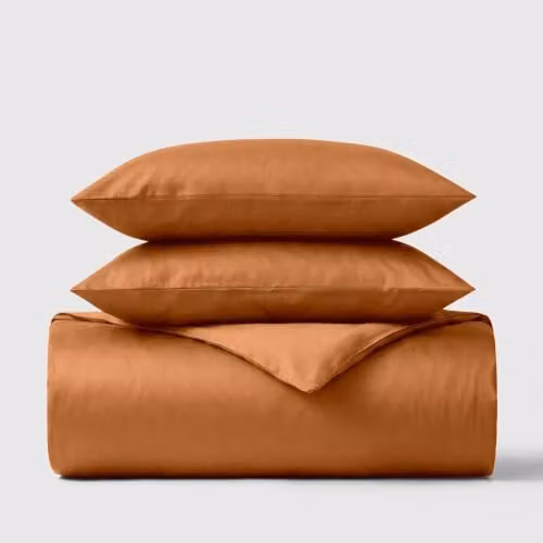 Bedable Super King 100% Cotton Sateen Duvet Cover Set in Terracotta with Pillowcases (Duvet Cover: 200 x 200 cm, Pillowcase: 50 x 90 cm)