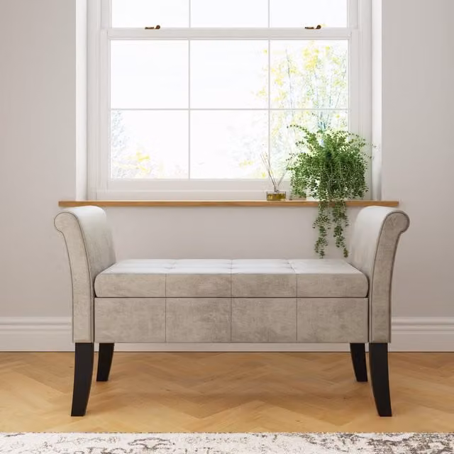 GFW Balmoral Silver Fabric Ottoman Window Seat