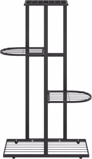 Berkfield Home 4-Tier Decorative Metal Flower Stand, Black, W: 43 cm, D: 22 cm, H: 76 cm – 1