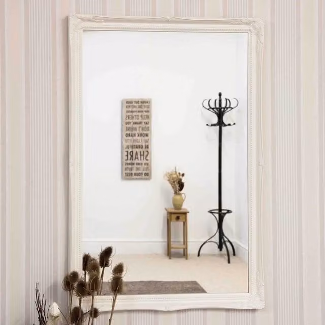 MirrorOutlet Modern Rectangular Wall Mirror with White Frame, W: 102 cm, H: 71 cm